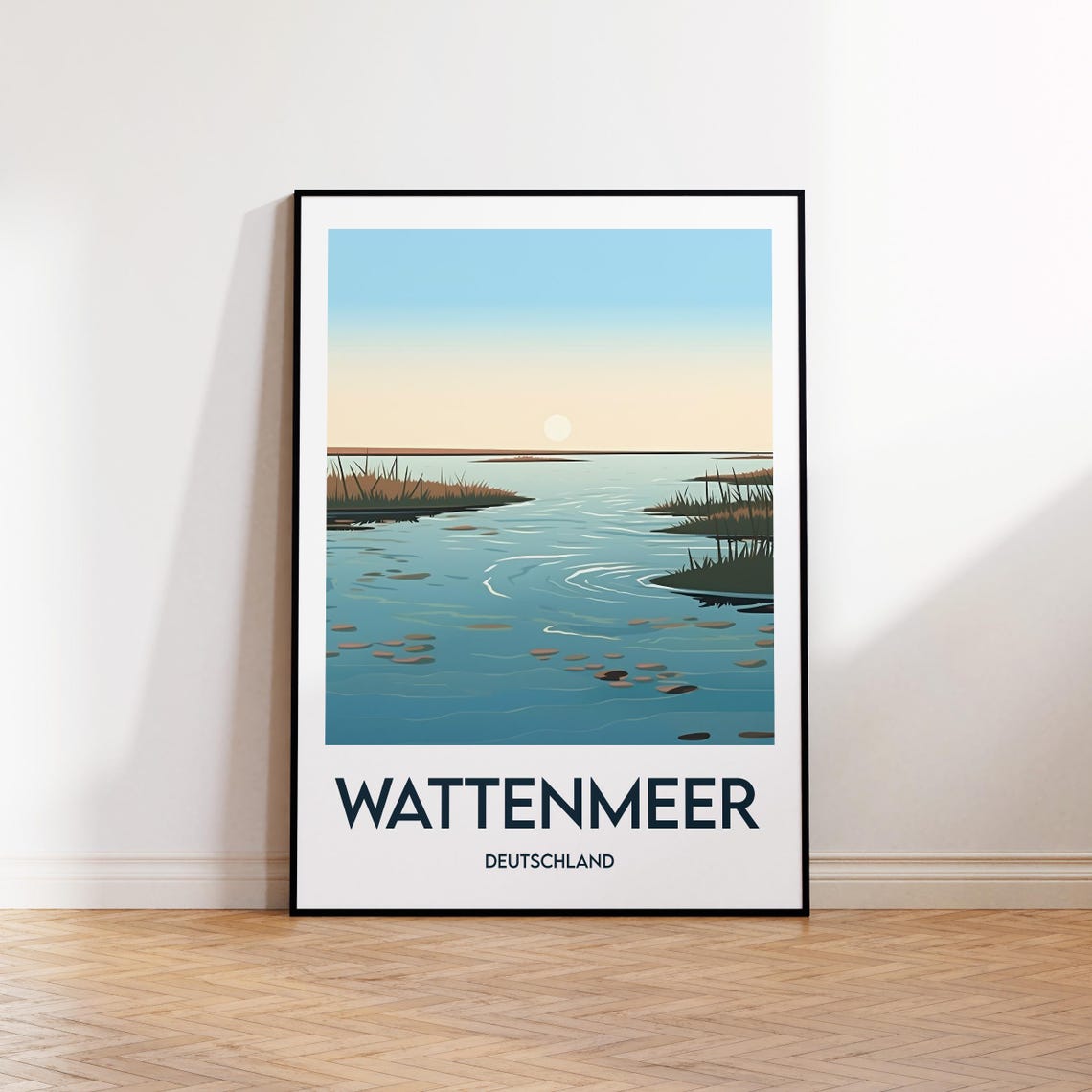 Wattenmeer Germany Wadden Sea Sunset Minimalist Landscape Poster