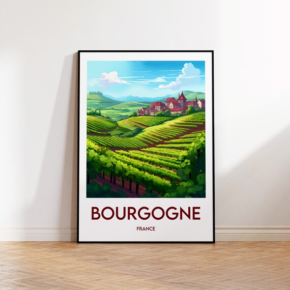 Burgundy Poster France Print Illustration Gift Vintage Travel