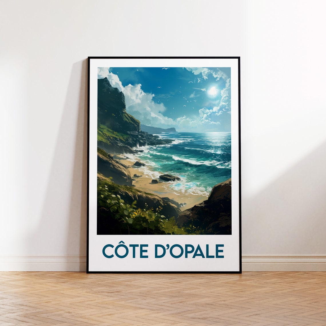 Cote d'Opale France Coastal Cliffs Ocean Waves Travel Poster