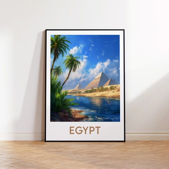 Egypt Poster Art Print Gizah Customizable Gift Vintage Travel Pyramids