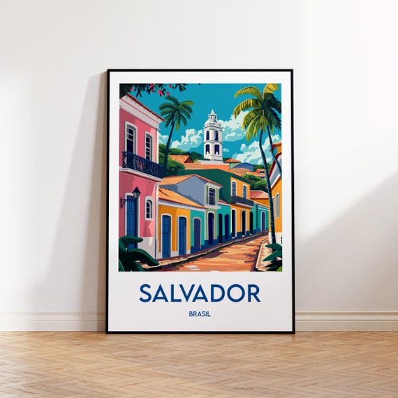 Salvador De Bahia Poster Art Print Brazil Vintage Travel Gift Pelourinho