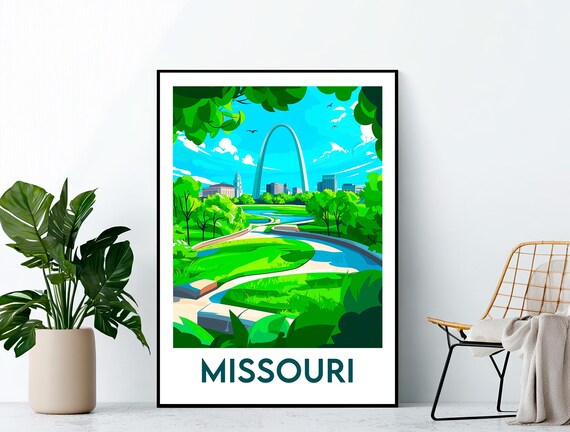 Missouri St Louis Gateway Arch Skyline Over a Green Park Poster