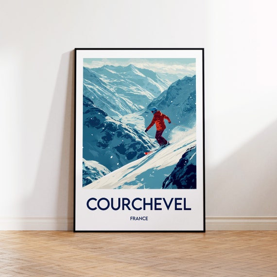 Courchevel Travel Poster, Vintage France Ski Resort
