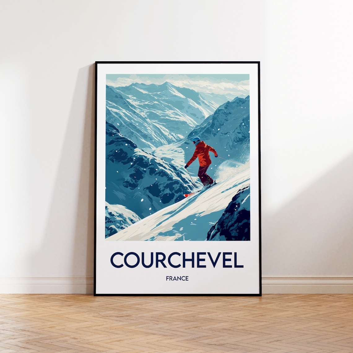 Courchevel Travel Poster, Vintage France Ski Resort