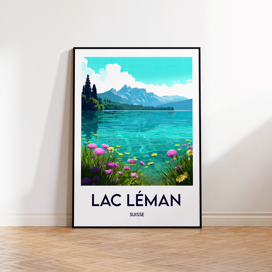 Lake Geneva Vintage Travel Poster Print, Switzerland