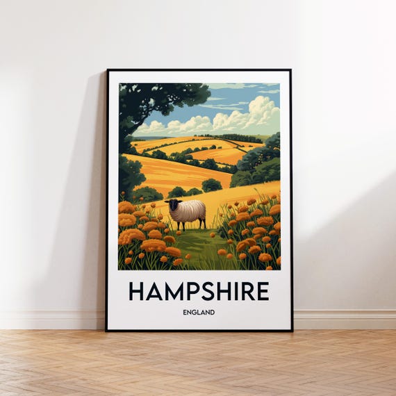 Hampshire Vintage Travel Poster, England Art Print