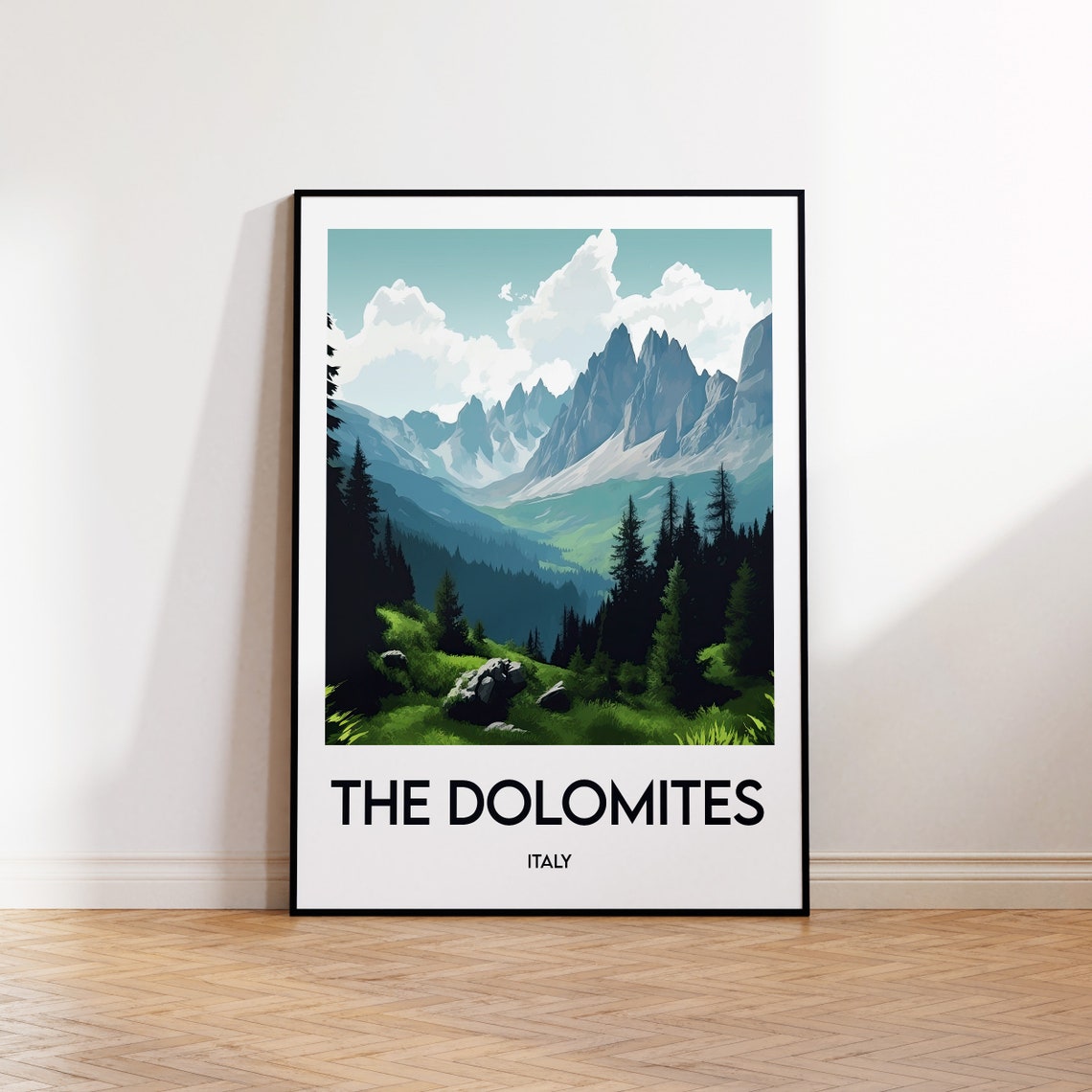 The Dolomites Italy Vintage Travel Poster Alpine Mountain Peaks