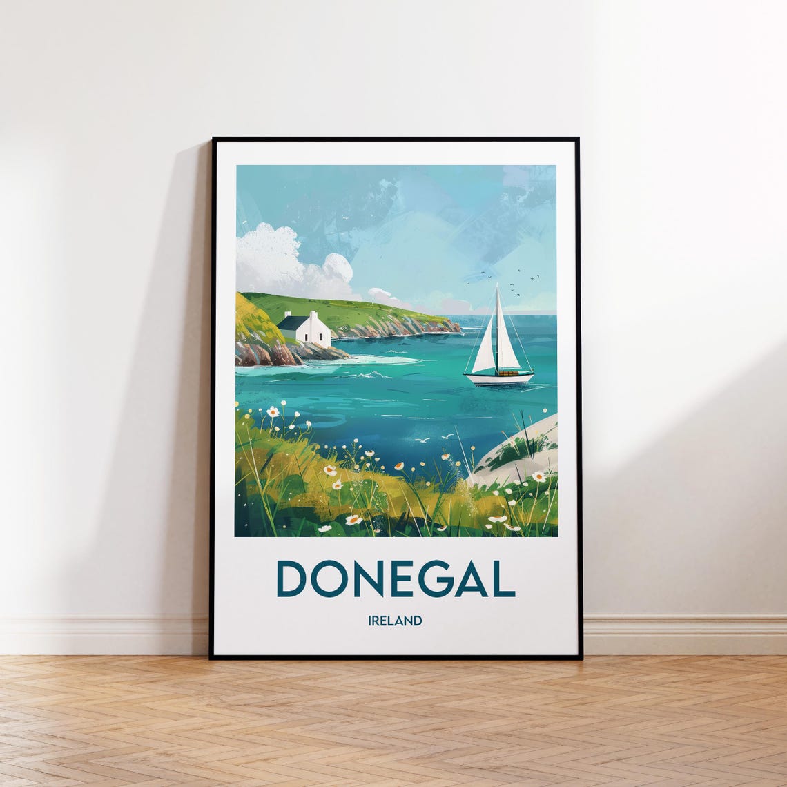 Donegal Ireland Poster Of Sailboat On The Emerald Green Coast