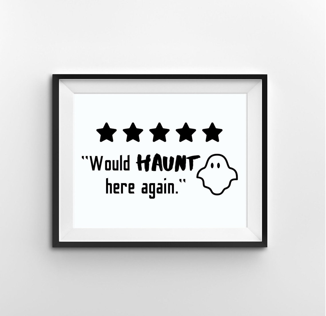 Would Haunt Here Again Five Star Ghost Halloween Wall Decor Poster - Image 2