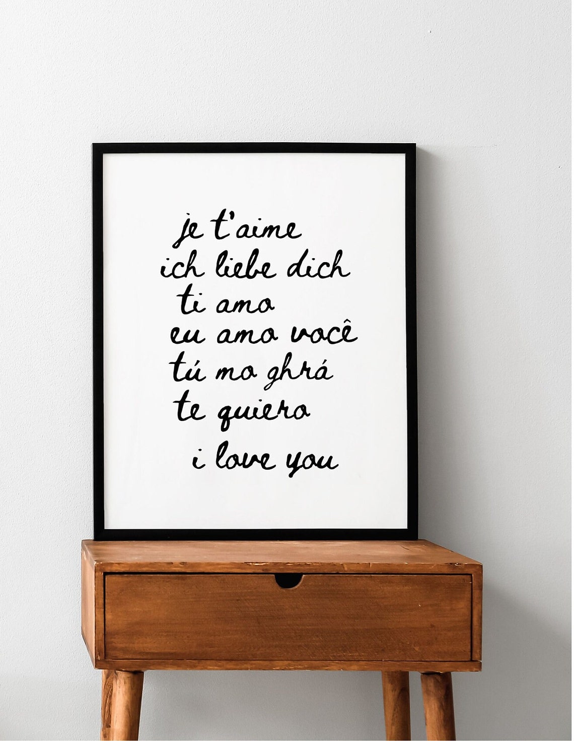 I Love You in Seven Languages Romantic Script Typography Poster - Image 4