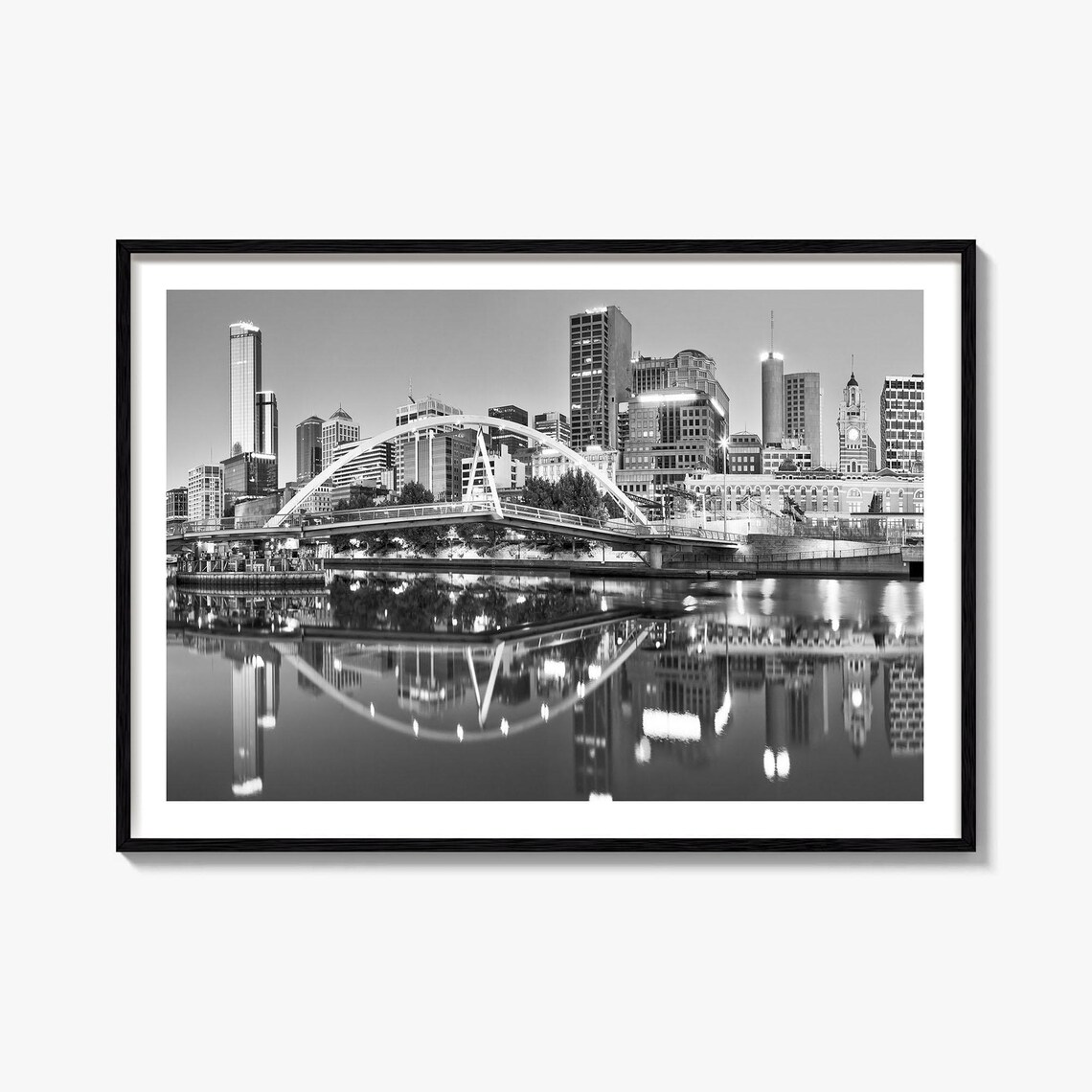 Melbourne Black and White Travel Poster Print