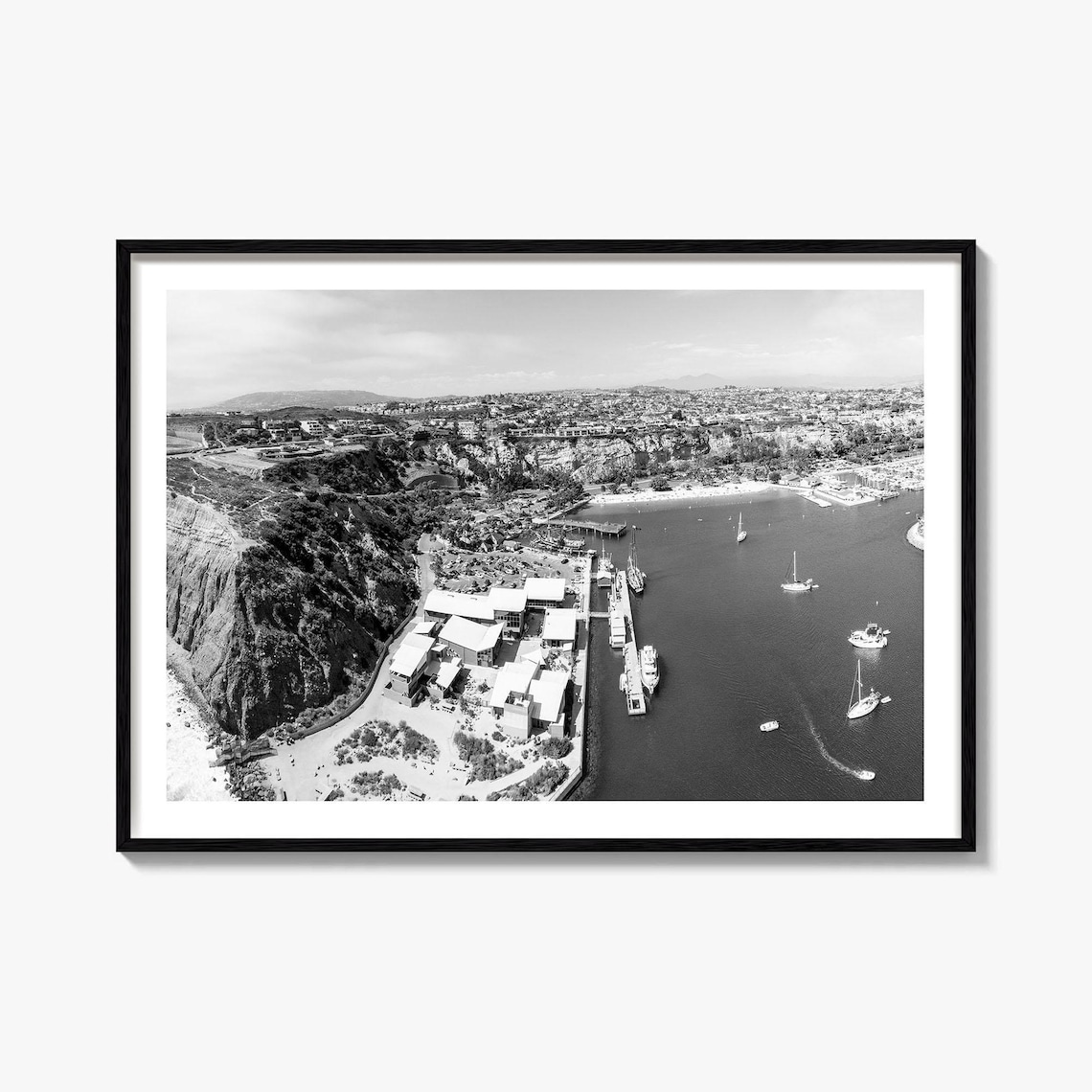 Dana Point Black and White Travel Map Poster