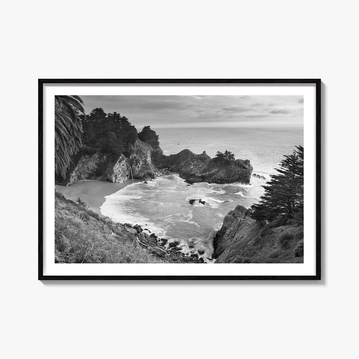 Big Sur Black and White Travel Poster Print