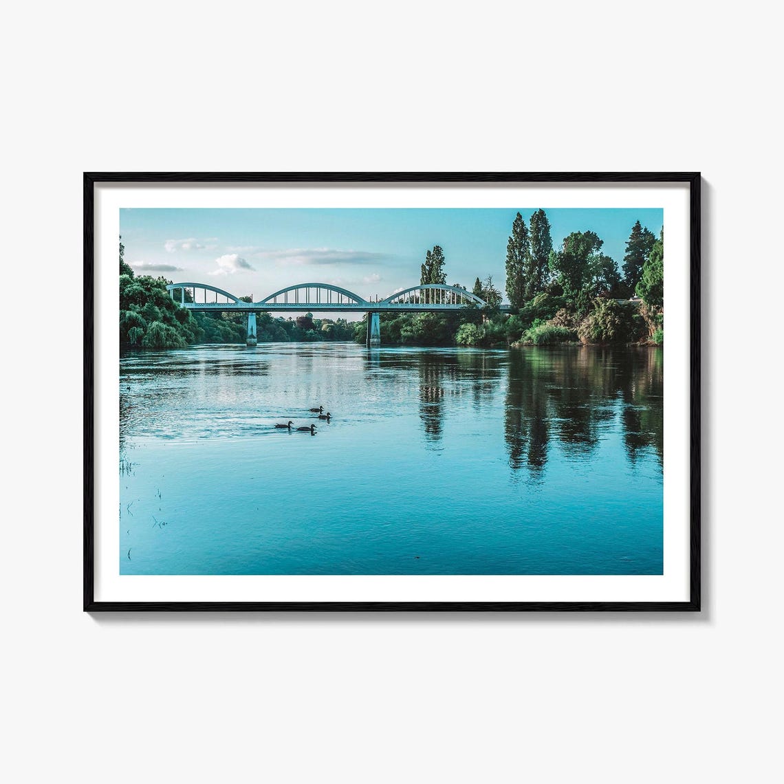 Fairfield Tranquil River Arched Bridge Ducks Scenic Photo Poster
