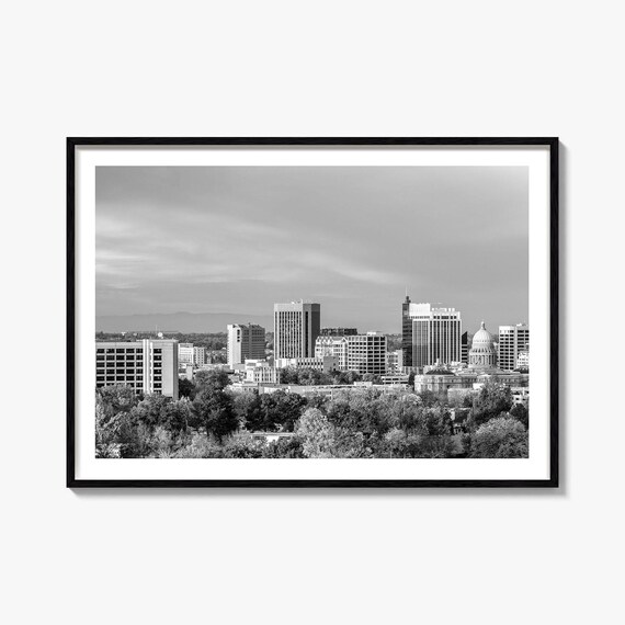 Idaho State Capitol Boise Skyline Black And White City Poster