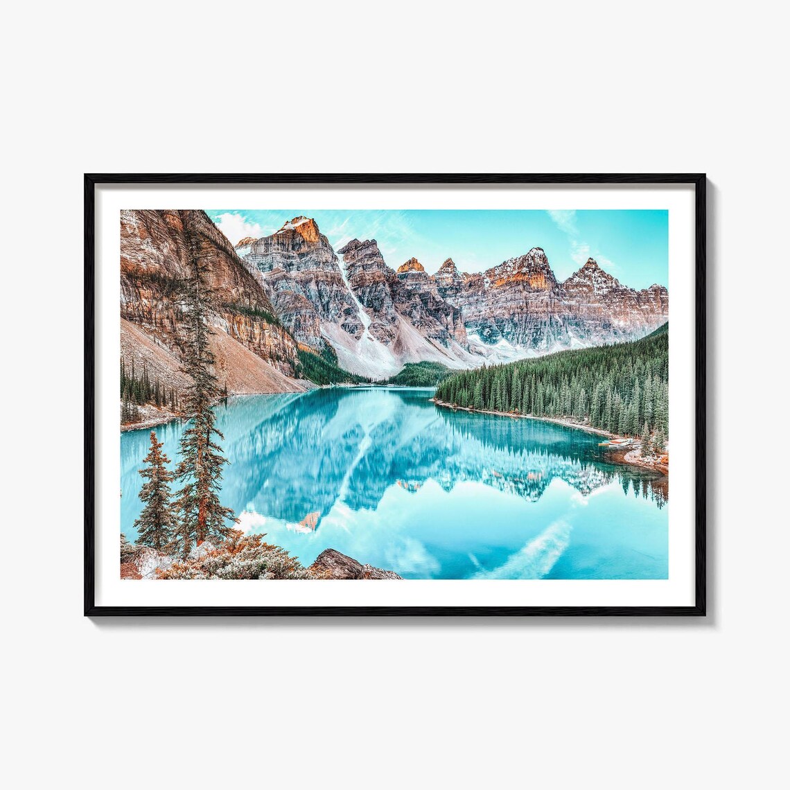 Banff Moraine Lake Turquoise Water Mountain Reflection Poster