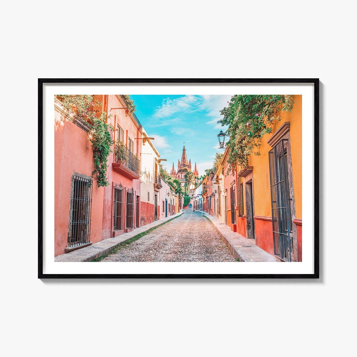 San Miguel de Allende Colonial Street Church Mexico Photo Art Poster