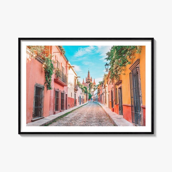 San Miguel de Allende Colonial Street Church Mexico Photo Art Poster