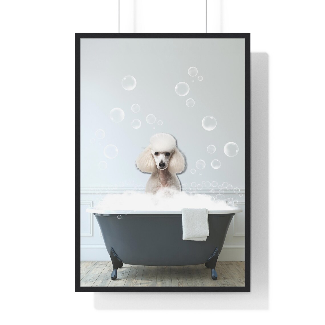 Poodle Funny Bathroom Art Print, Whimsical Dog