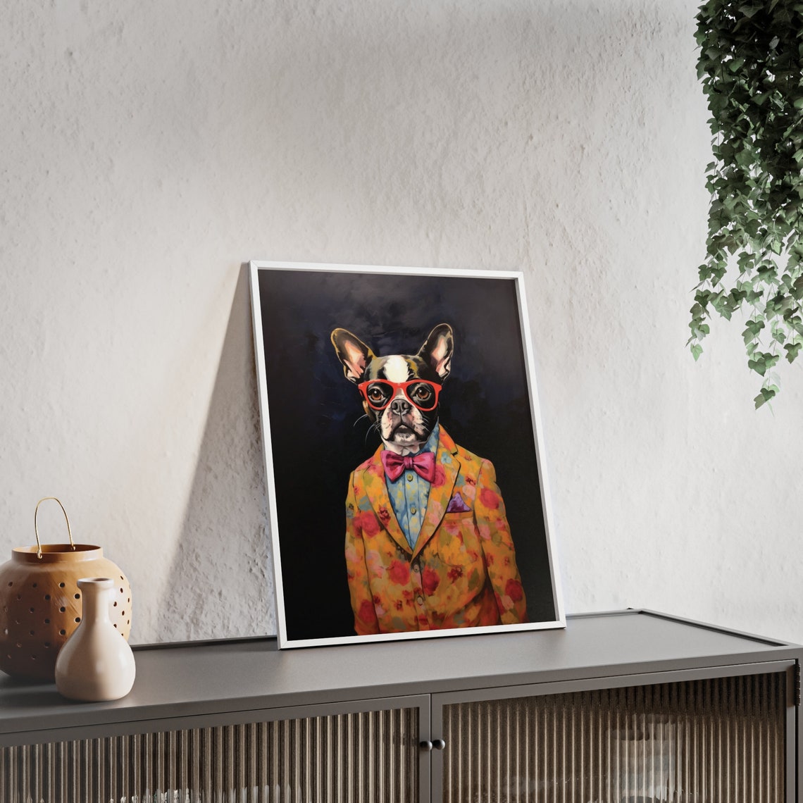 Boston Terrier Dog Art Fashion Print Dog Portrait Fashion Art Animal Art Animal Painting Art Prints - Image 2