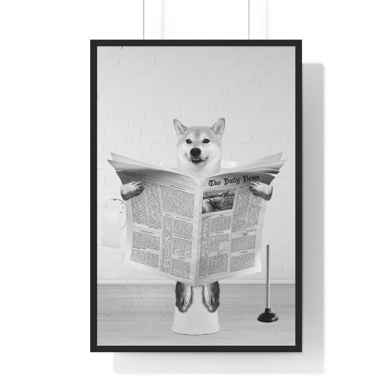 Funny Shiba Inu Art Funny Bathroom Print Toilet Poster Bathroom Art Funny Shiba Inu Black And White