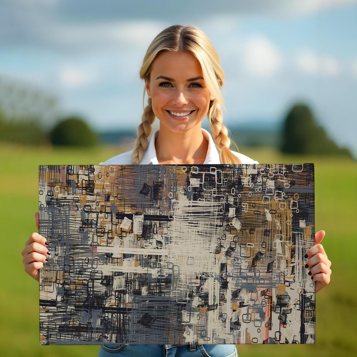 Abstract Geometric Decorative Wall Art, Modern - Image 5