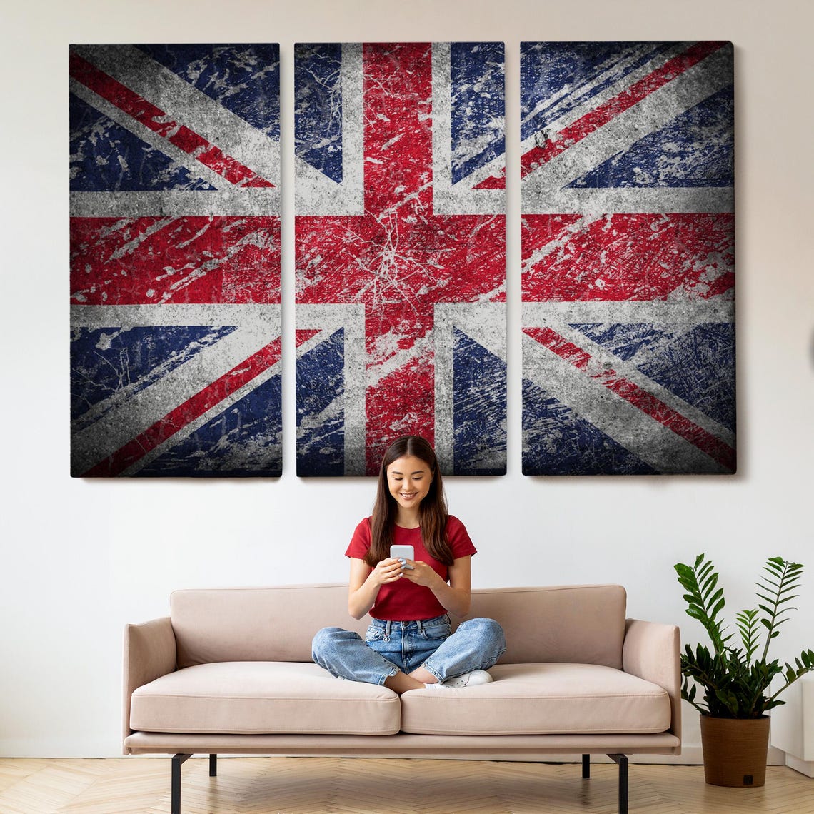 Distressed Union Jack Flag Vintage Grunge British Patriotic Wall Art - Image 2