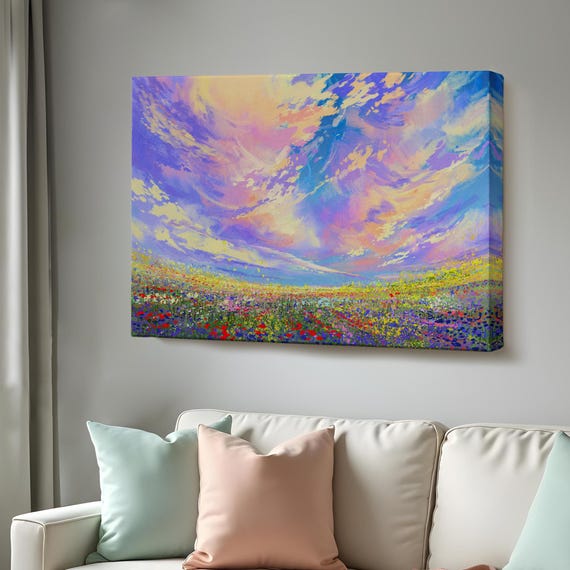 Colorful Clouds Oil Painting Look Decorative Wall Art Nature Decor Nature Print Nature Wall Decor