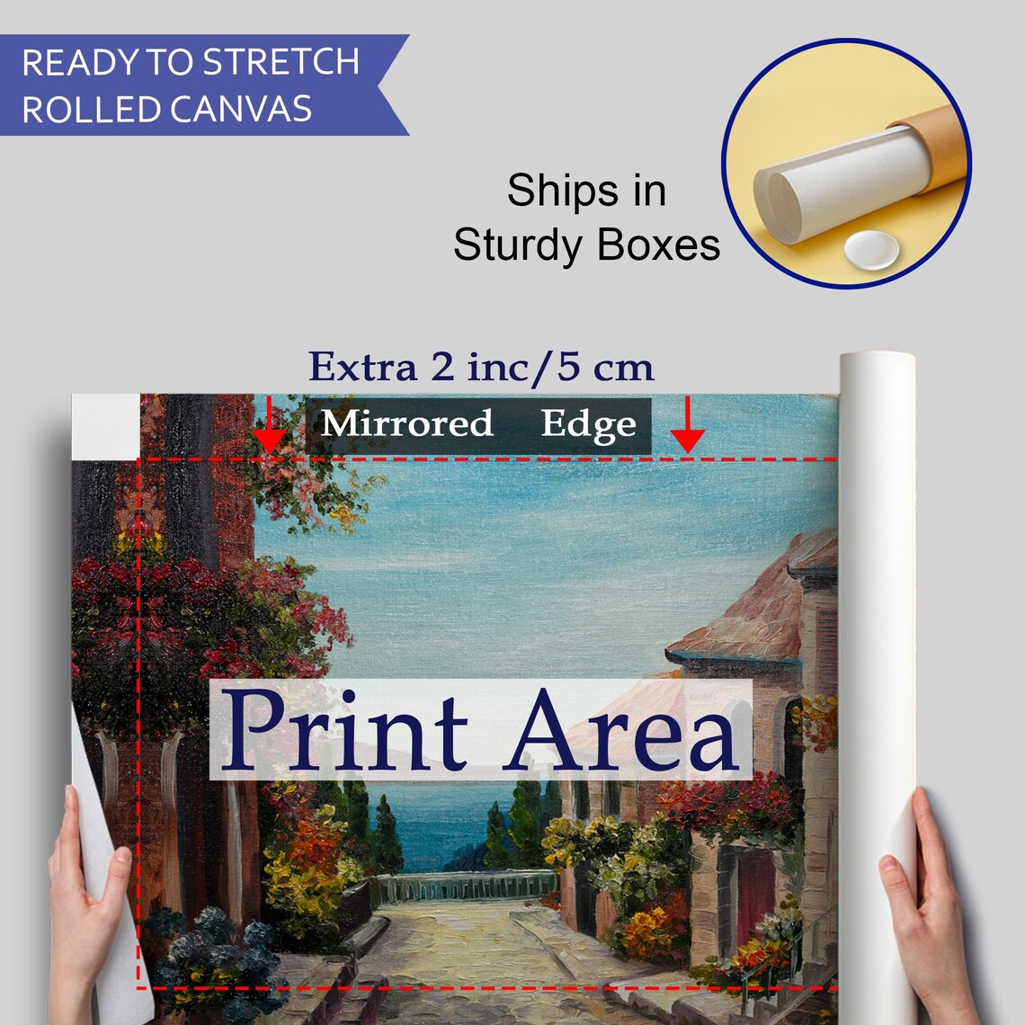 Mediterranean Stone Street Flower Balconies Blue Sea View Art Poster - Image 4