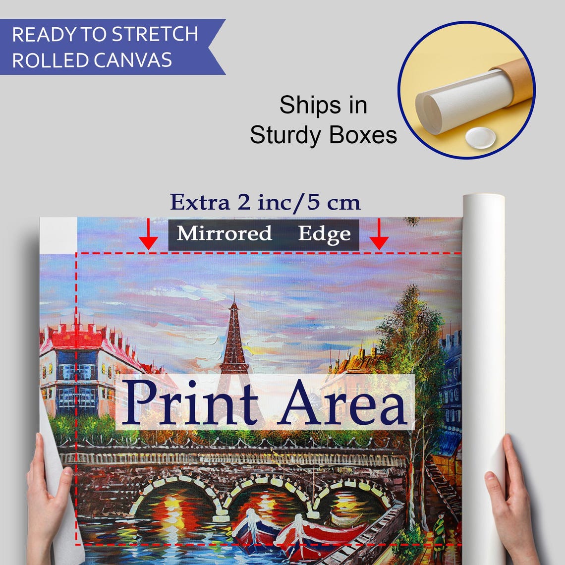 Paris France Eiffel Tower Sunset Seine Bridge Oil Painting Poster - Image 4