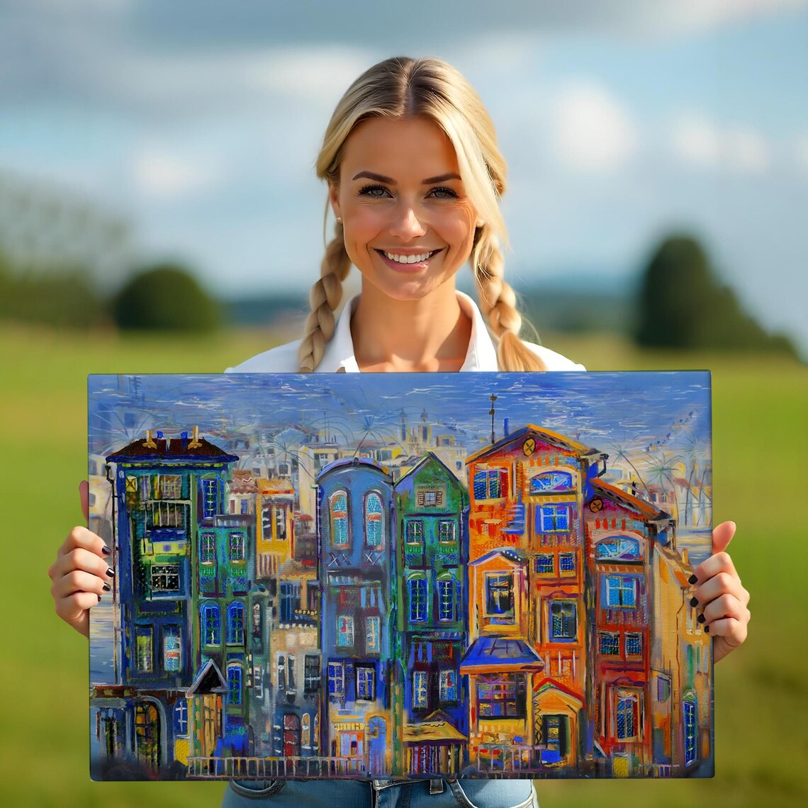 Colorful Holland Canal Houses Amsterdam Style Vibrant City Art Poster - Image 5