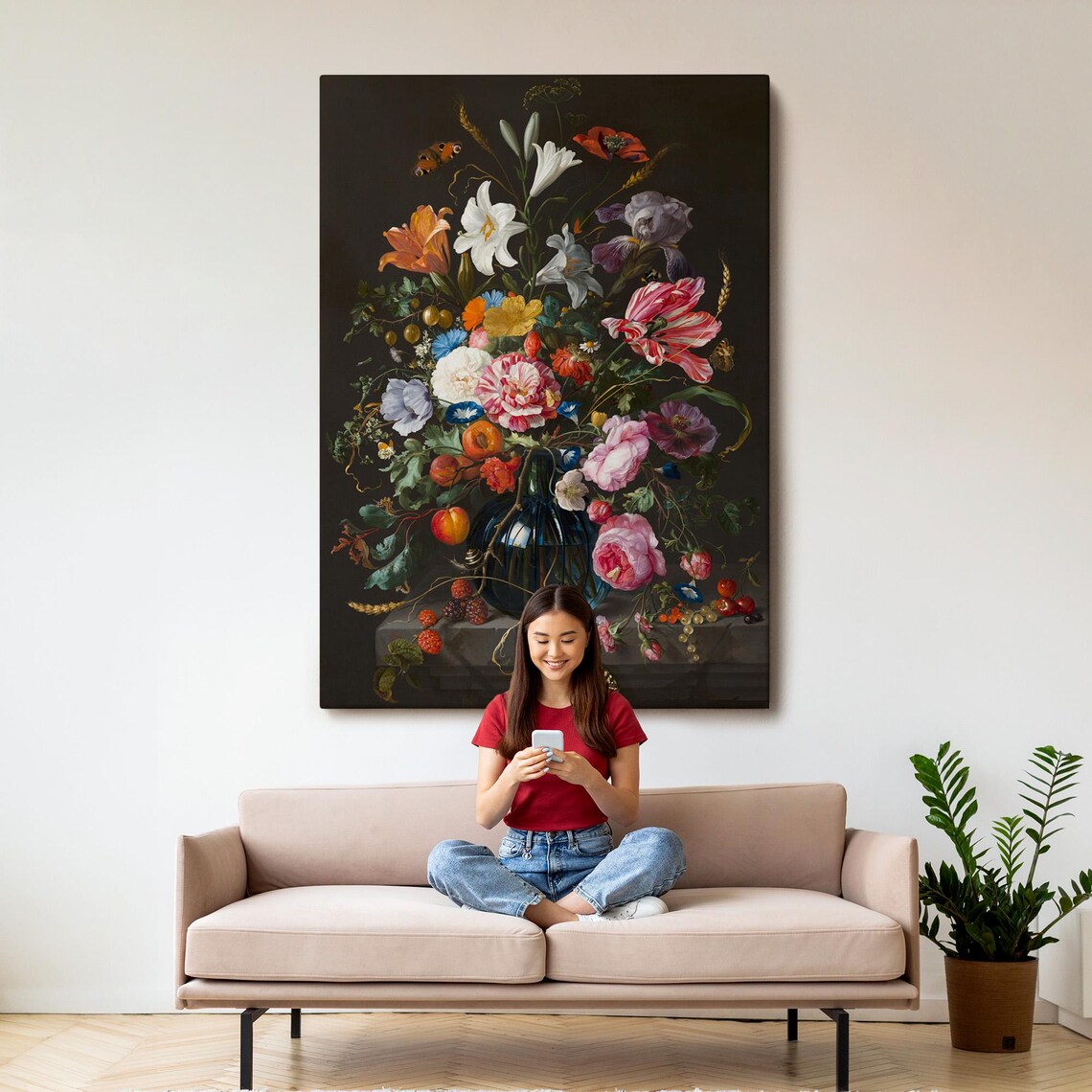 Dutch Master Floral Still Life Oil Painting Dark Botanical Art Poster - Image 3