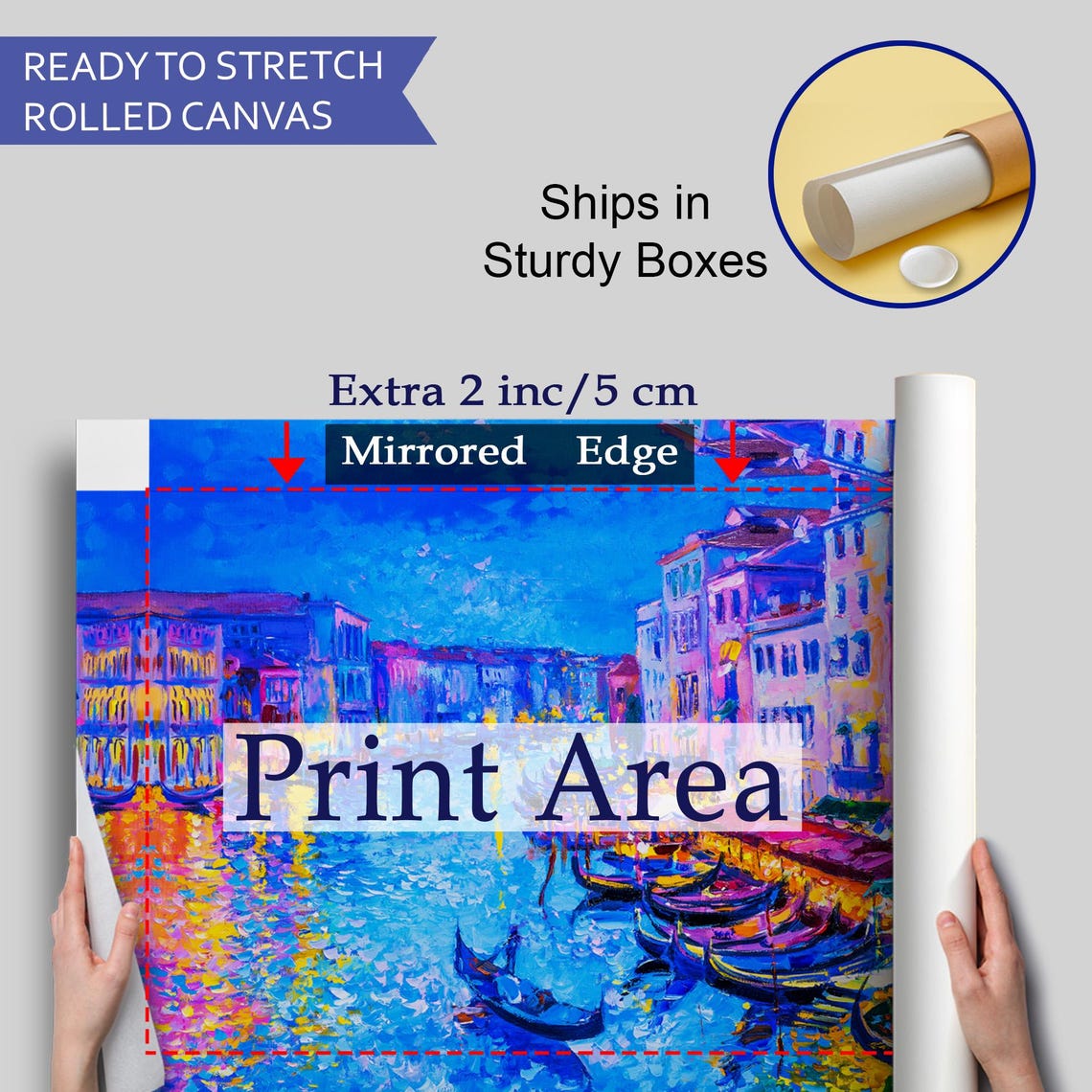 Venice Grand Canal Gondolas Night Lights Colorful Water Poster - Image 4