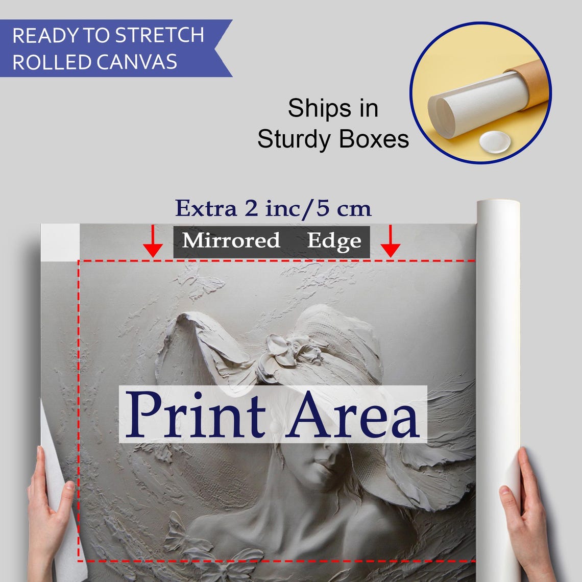 3D Embossed Woman in Wide Brim Hat Silver Relief Wall Art Poster - Image 4