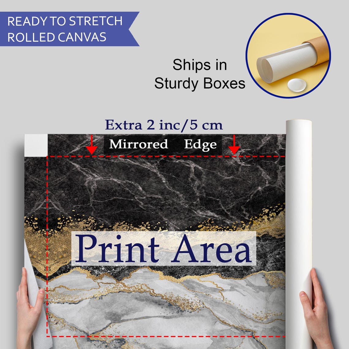 Black White Marble Gold Glitter Layers Abstract Modern Art Poster - Image 4
