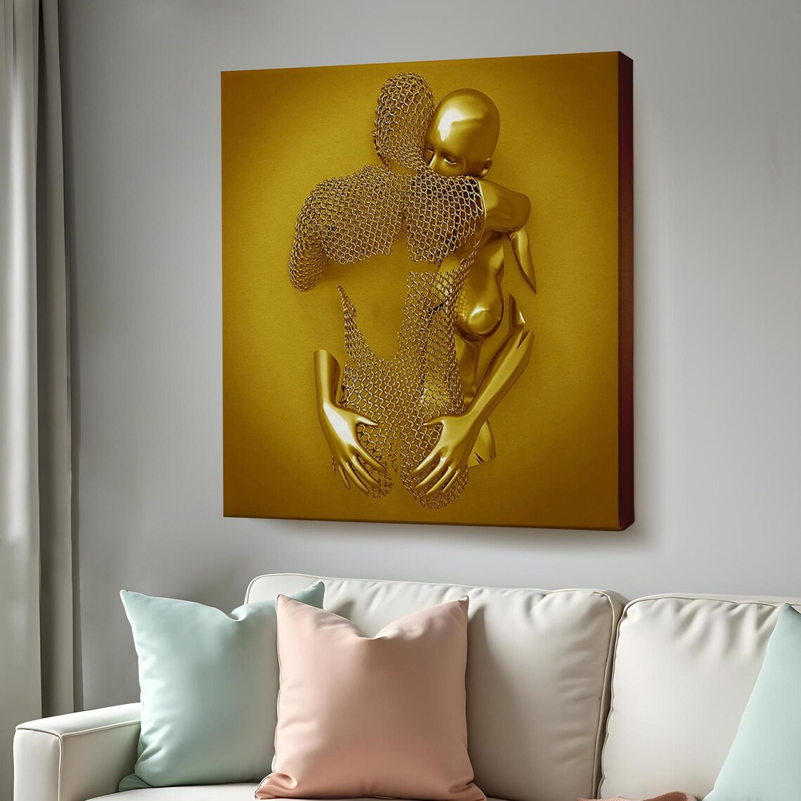 Gold Human Print, Modern Surreal Wall Decor