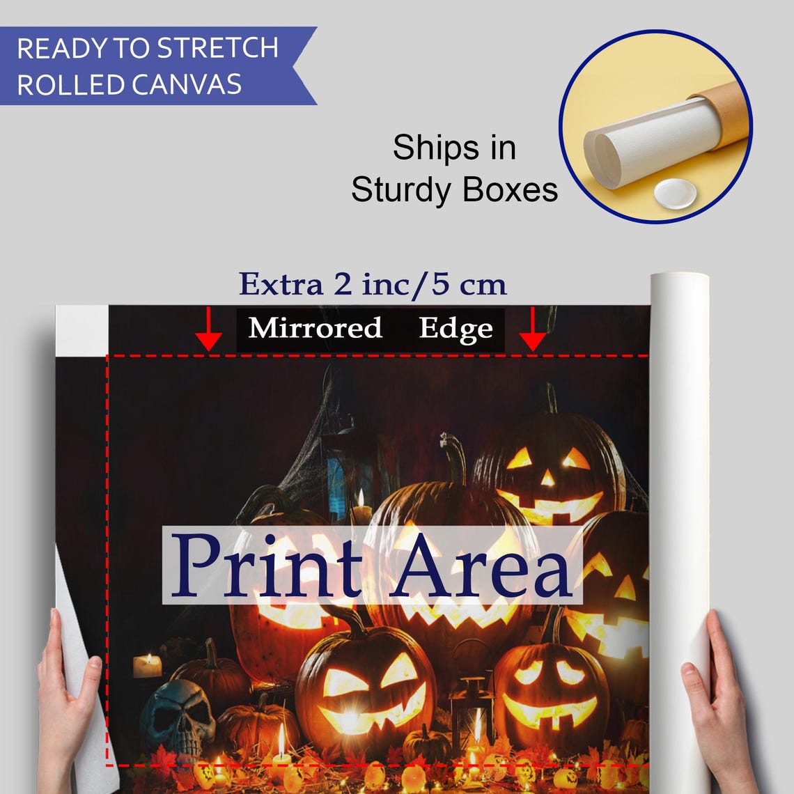 Halloween Glowing Jack O Lantern Pumpkins Autumn Night Wall Art Poster - Image 4