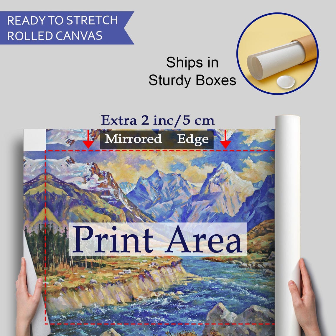 Caucasus Mountains View Oil Painting Style Decorative Art Nature Decor Nature Print Nature Wall Decor - Image 4
