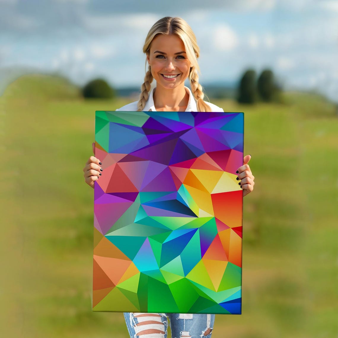 Colorful Geometric Shapes Multi Colored Abstract Painting Large Wall Art Abstract Print Abstract Wall Art - Image 5
