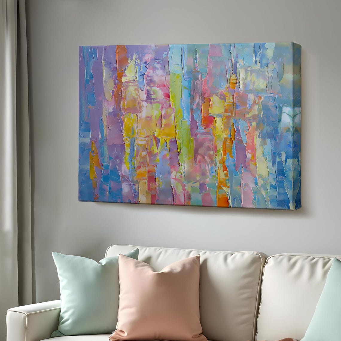Pastel Abstract Impasto Texture Lavender Blue Yellow Modern Art Print