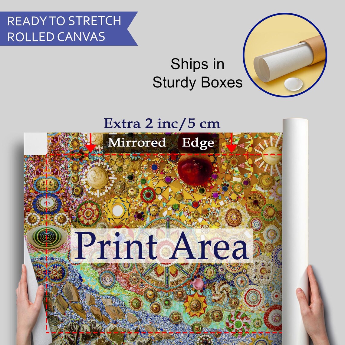 Colorful Mosaic Glass Medallion Circular Mandala Gold Wall Art Poster - Image 4