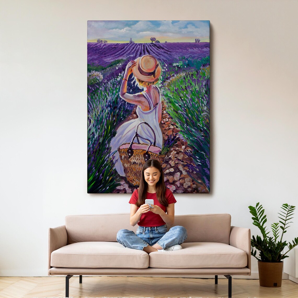 Woman In Straw Hat Lavender Field Provence France Travel Poster - Image 3