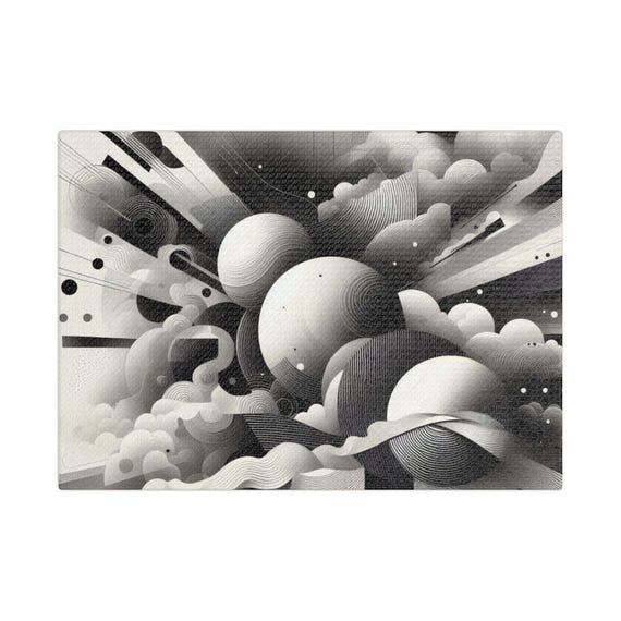Abstract Black And White Art, Minimalist Geometric Design