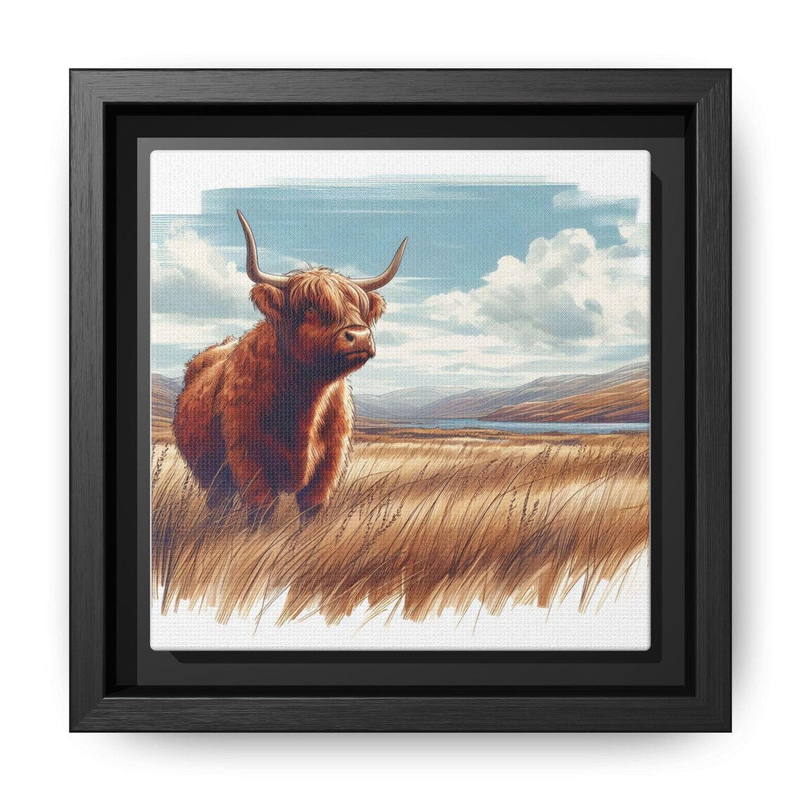 Highland Cow Art Print, Rustic Farmhouse Decor