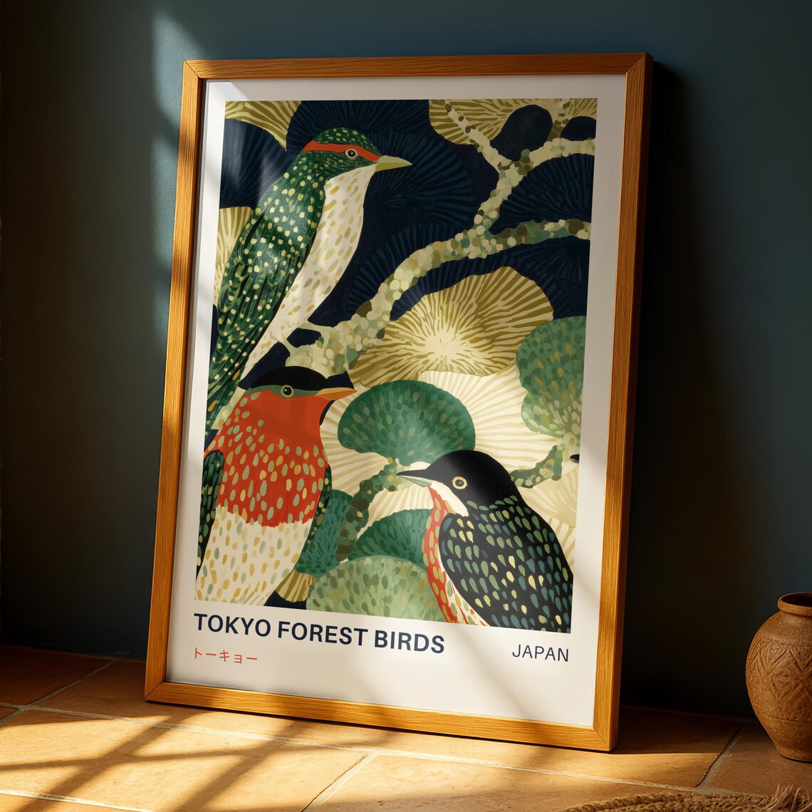 Japanese Bird Art Print, Tokyo Forest Birds Vintage