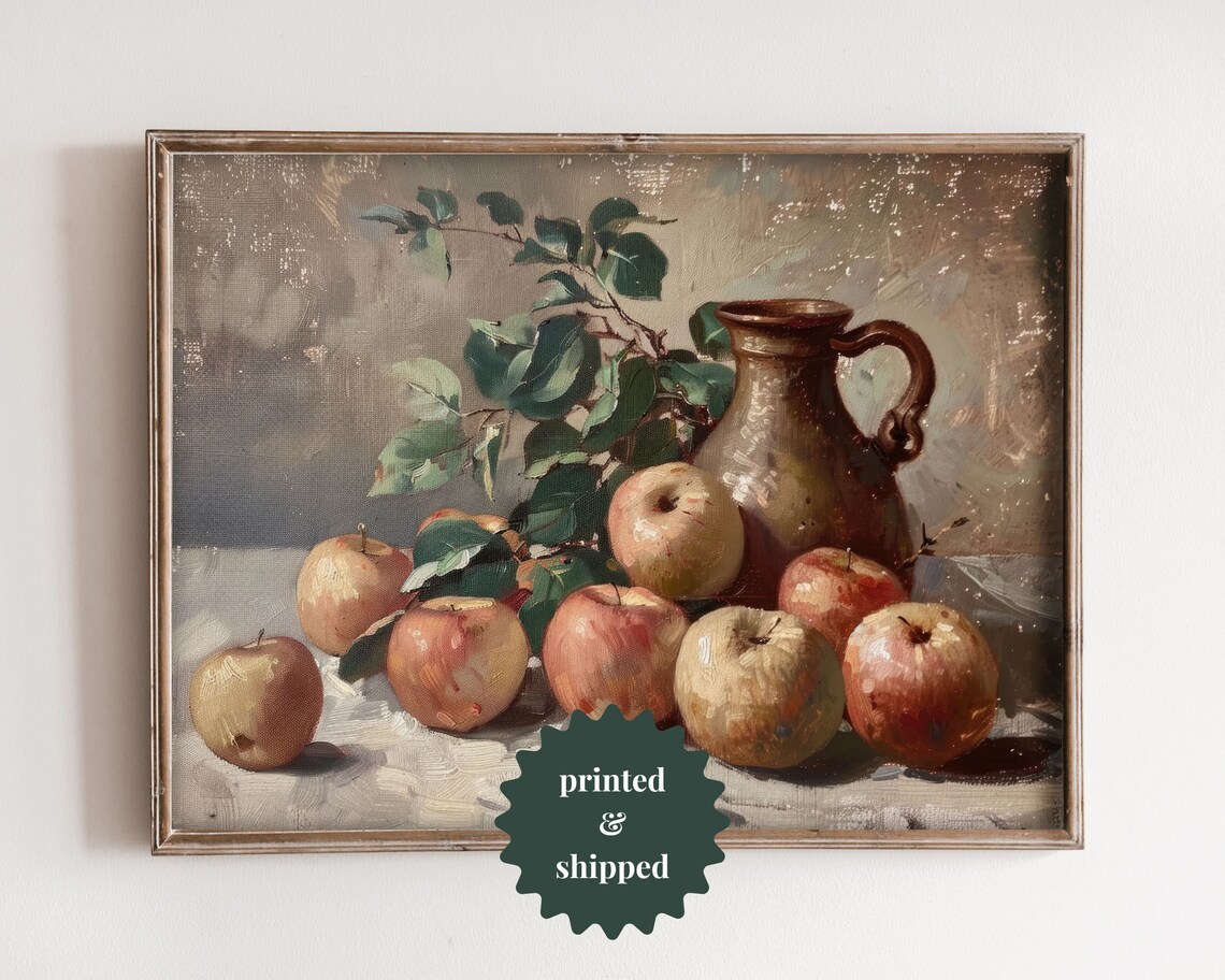 Apples And Jug Vintage Style Still Life Painting