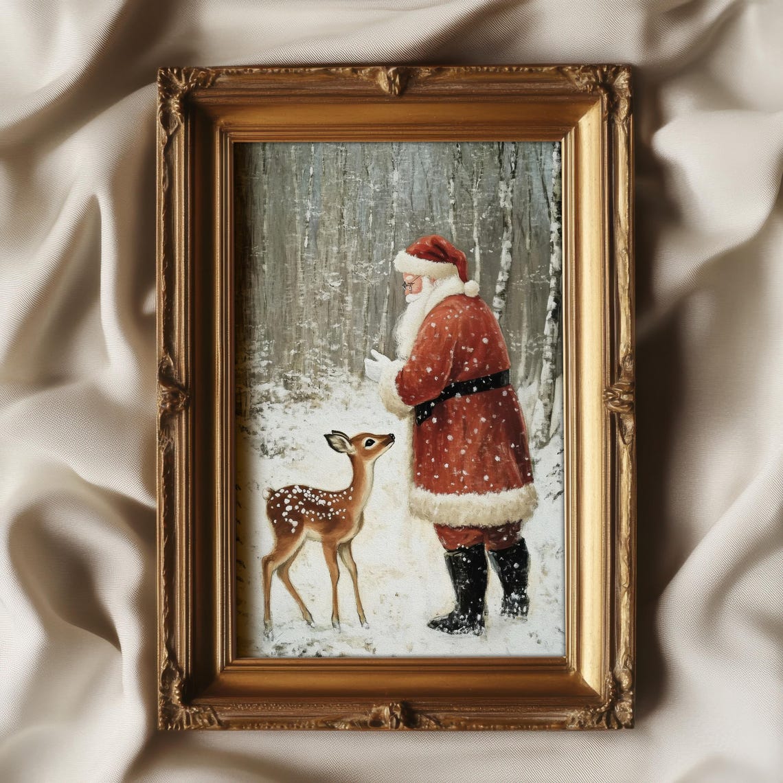 Santa Claus Deer Christmas Wall Art Print - Image 2
