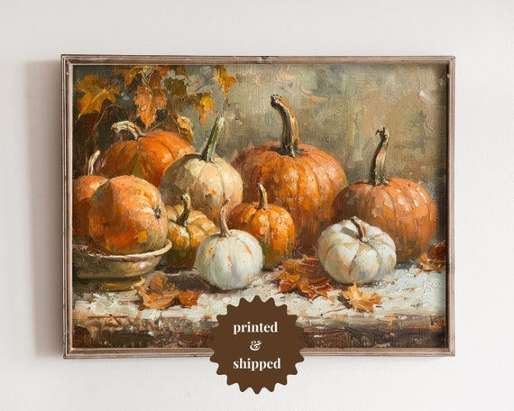 Pumpkins Vintage Still Life Painting Art Print