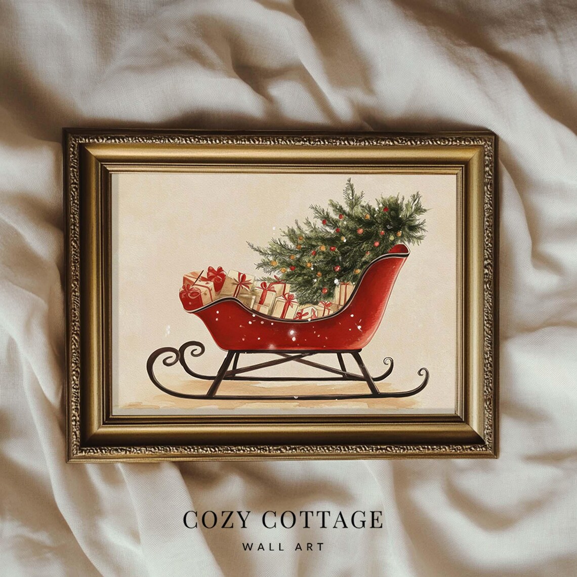 Santa's Sleigh Vintage Style Holiday Decor