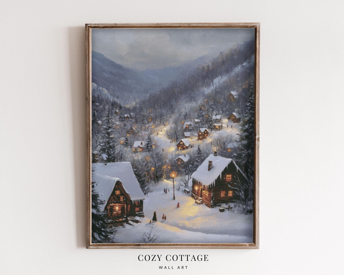 Cozy Christmas Village, Vintage Style Holiday Decor